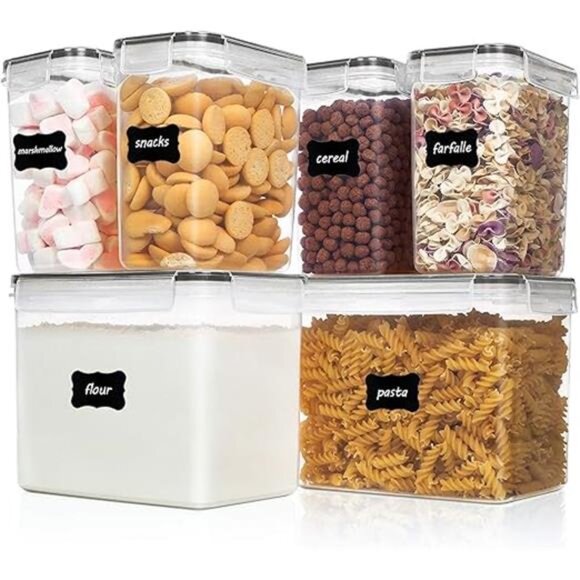 Airtight Food Storage Containers 6 Pieces - Plastic BPA Free Kitchen Pantry - Picture 8 of 8